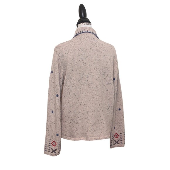 Vintage Cardigan Ivory with Handsewn Accents Size L - Picture 2 of 8